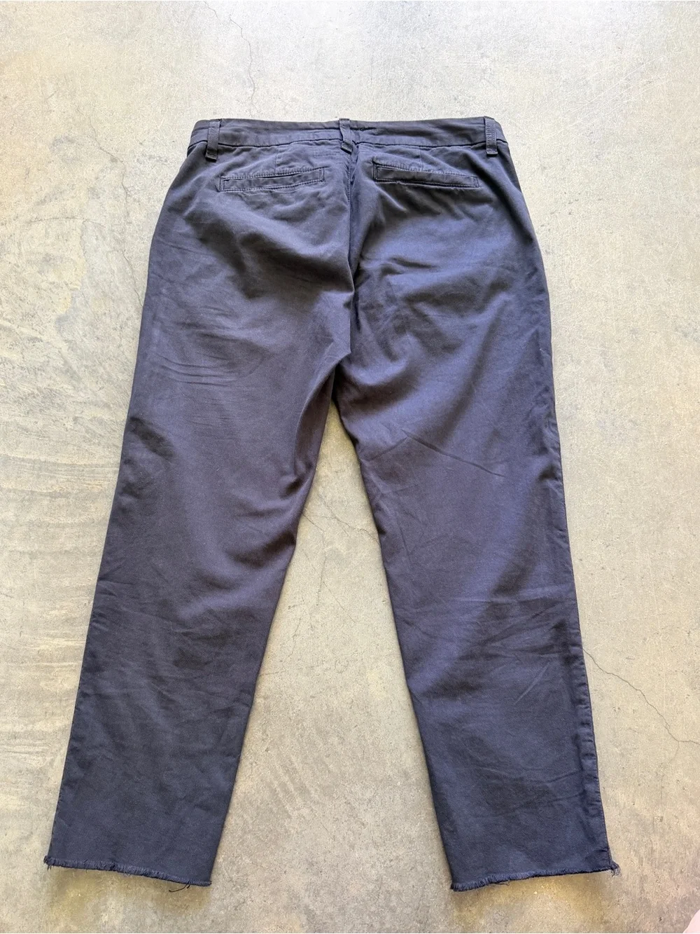 Frank & Eileen Wicklow Italian Chino Pants Size 2 Washed Black Raw Hem Stretch